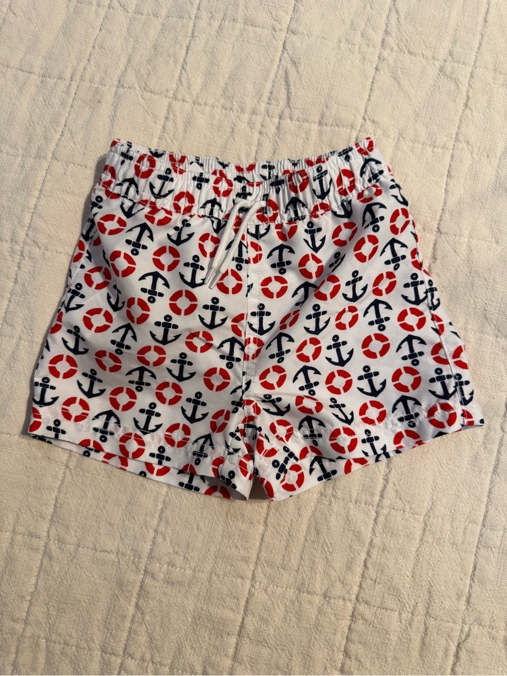 Janie & Jack Swim Shorts - White, Red & Navy